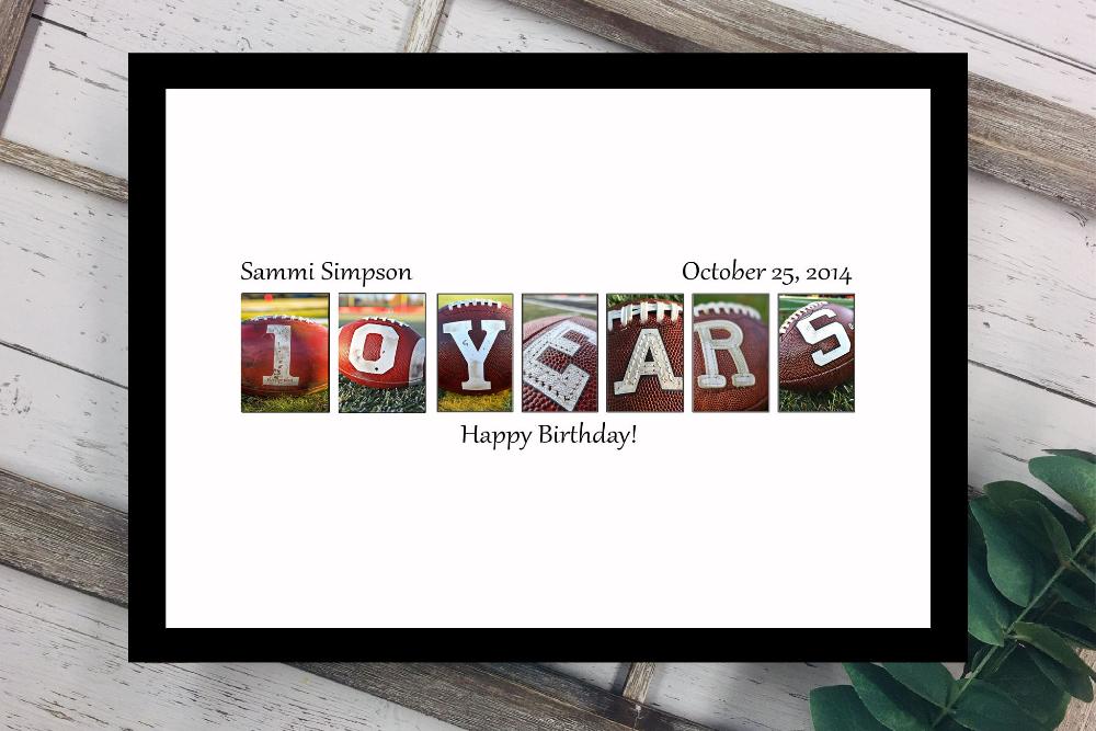 10 Years Football Birthday Party Guest Book Alternative, 10th Year Milestone Celebration