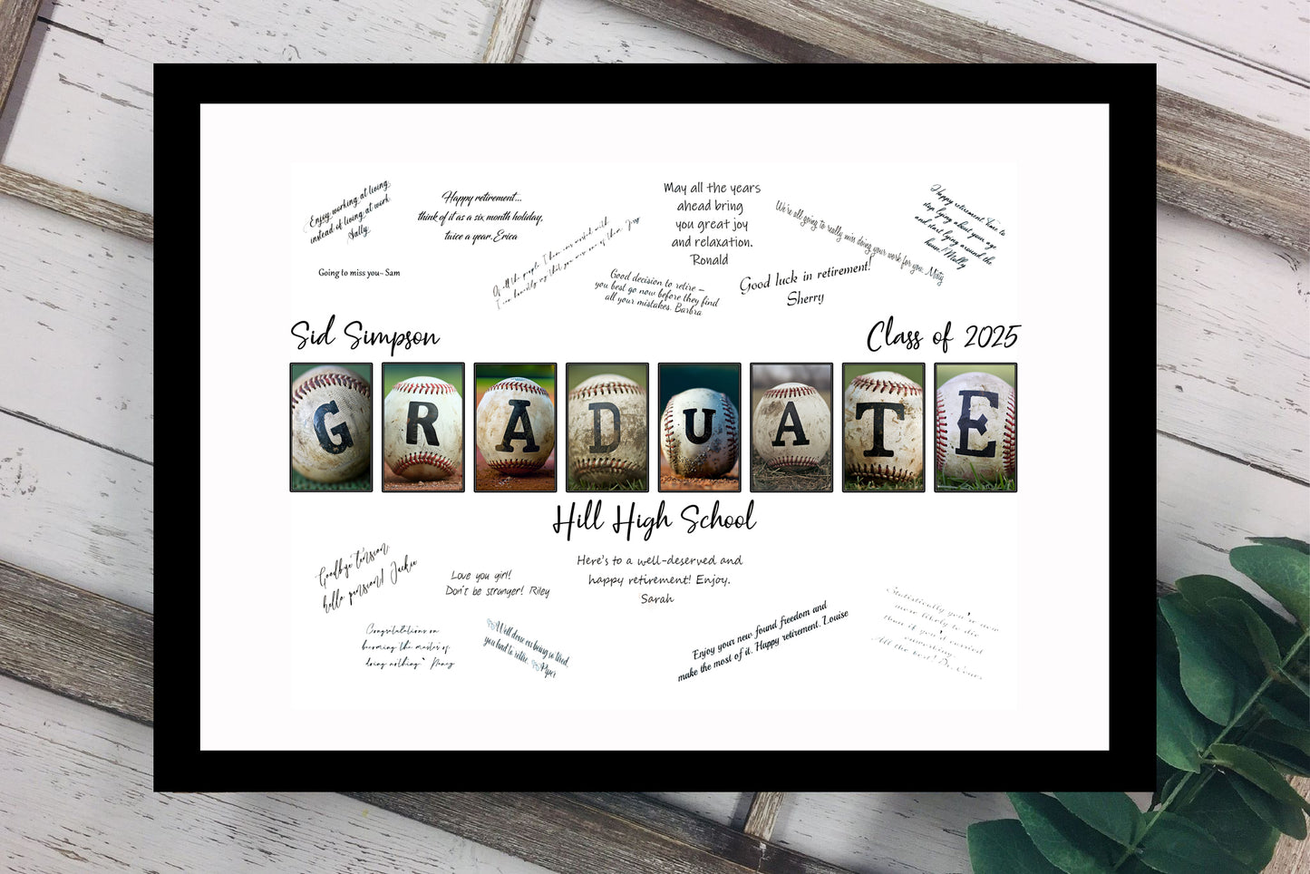 Baseball Player Graduation Party Alternative Guest Book, High School or College Sports Graduate