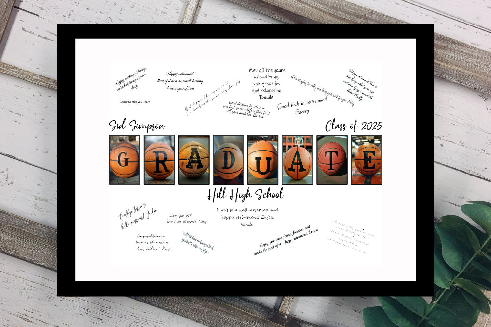 Basketball Player Graduation Party Alternative Guest Book, High School or College Sports Graduate