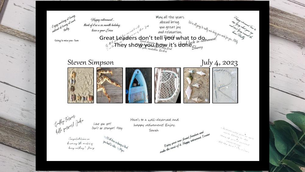 Leader Beach Themed Personalized Signature Board, Boss Appreciation