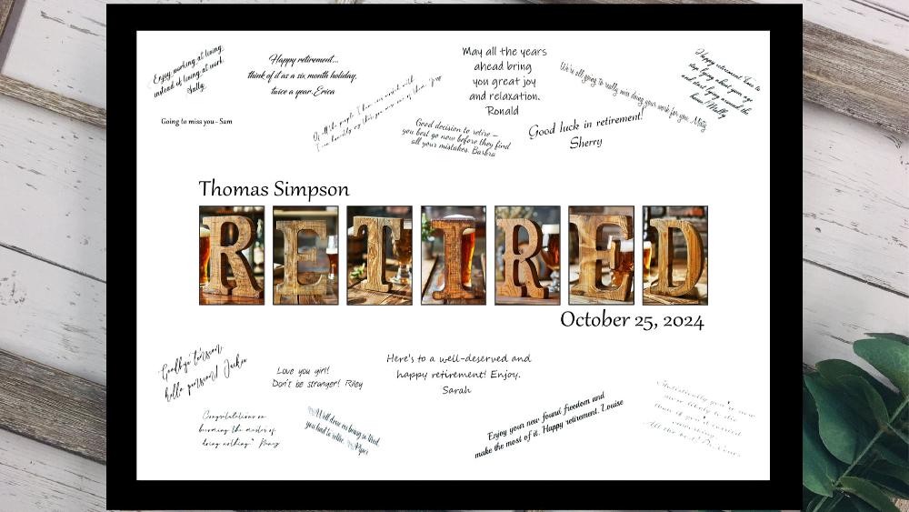 Beer Themed Retirement Party Personalized Guest Book Alternative, Retired Gift For Craft Beer Drinker