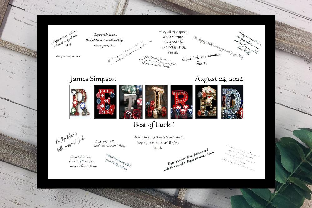 Casino Themed Retirement Party Personalized Guest Book Alternative, Gift For Gambler