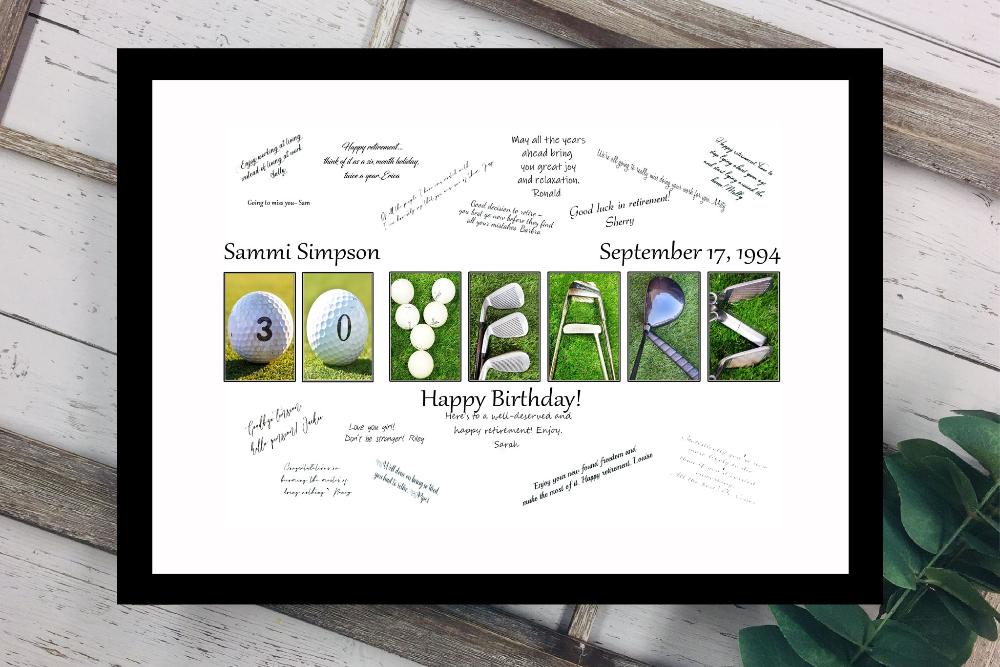 Golf 30 Years Birthday Milestone Guest Book Alternative, Anniversary Party