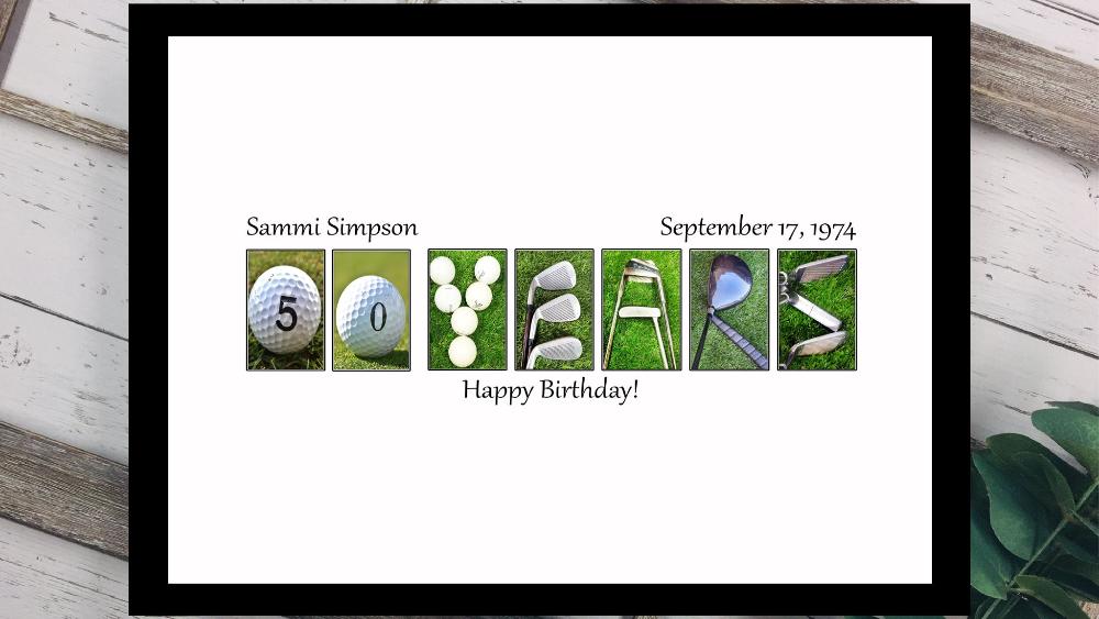Golf 50 Years Birthday Milestone Guest Book Alternative, Anniversary Party