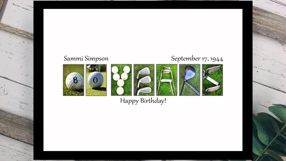 Golf 80 Years Birthday Milestone Guest Book Alternative, Golf Gift For Men
