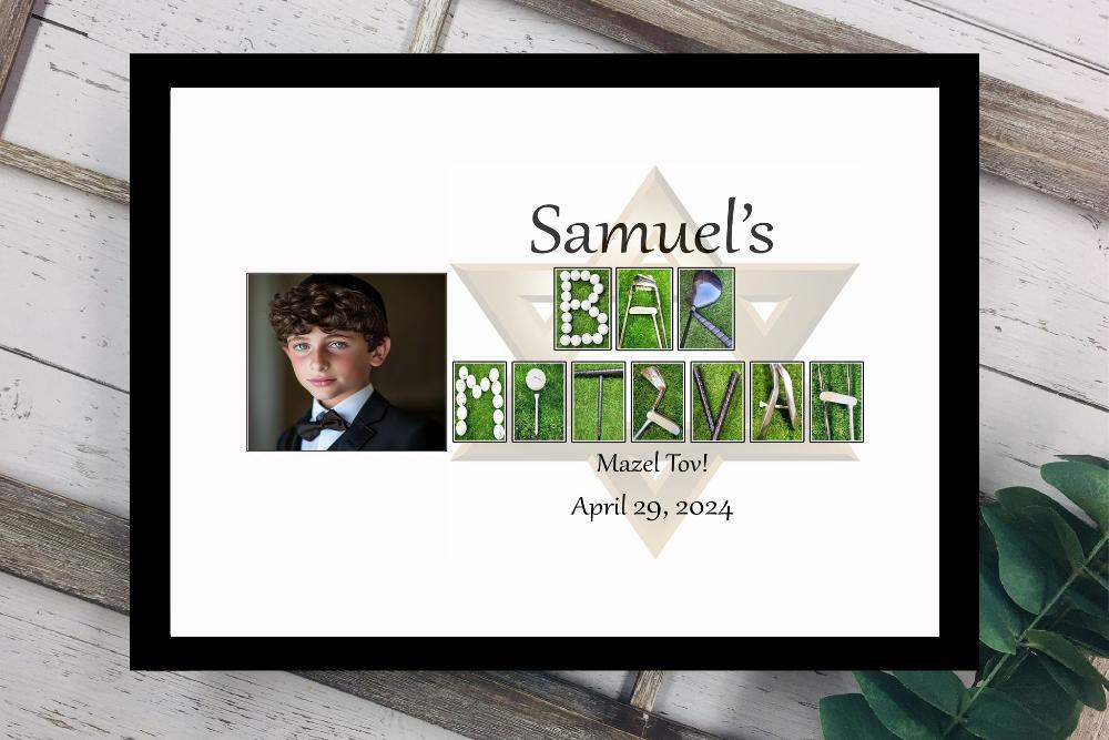 Golf Lover Bar Mitzvah Personalized Photo Signature Guest Book Alternative