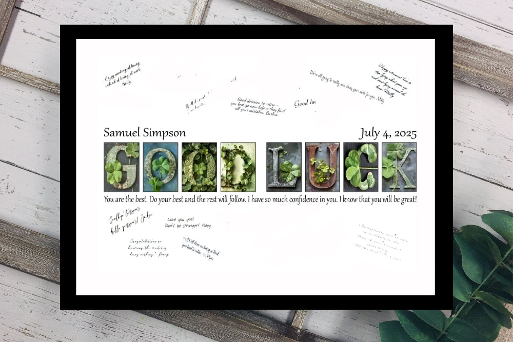Good Luck Clovers Signature Guest Book, Leaving Farewell Coworker Gift for Coworker