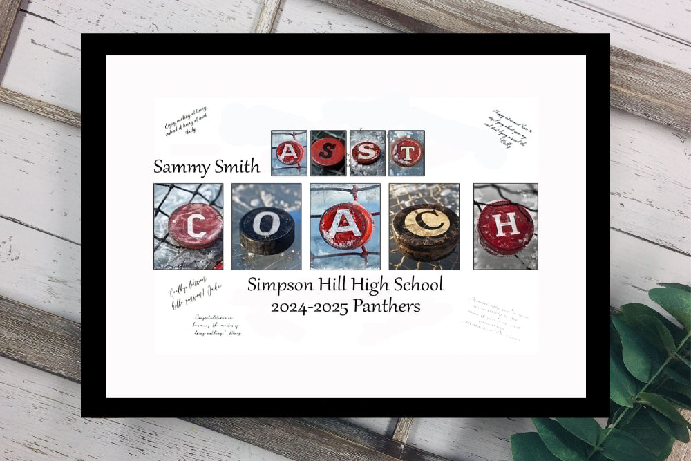 Hockey Assistant Coach End Of Season Personalized Team Thank You Gift, Hockey Puck Decor