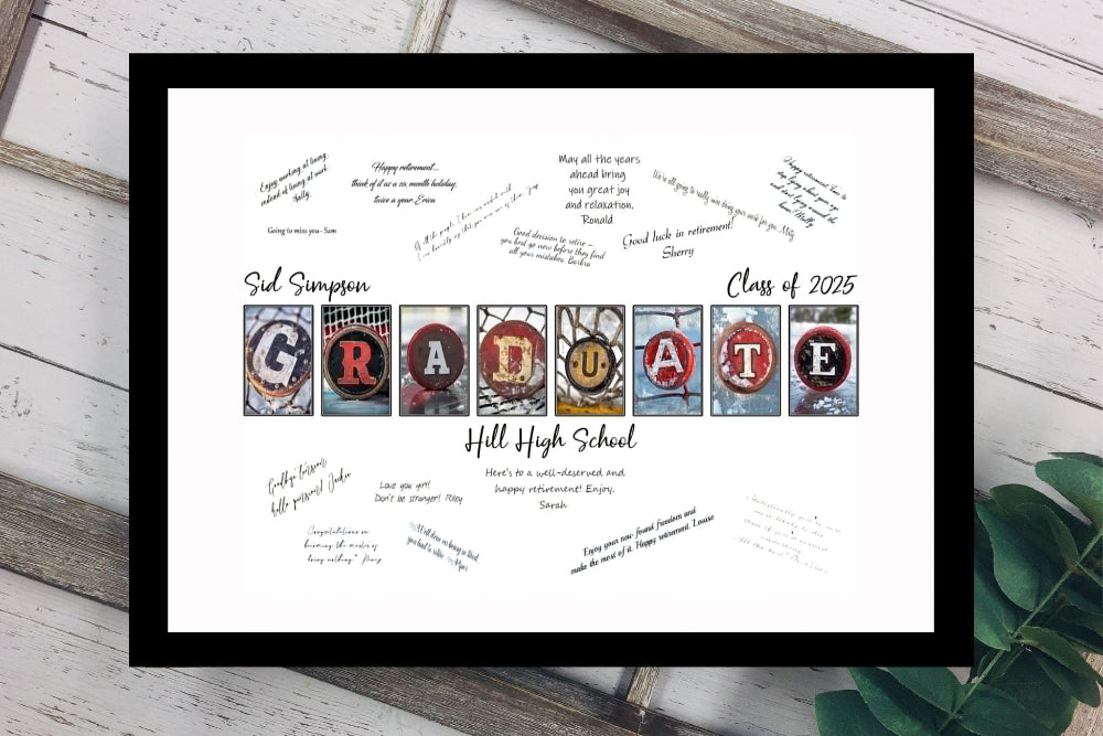 Hockey Puck Graduate Guest Book Alternative, Hockey Player Graduation Party