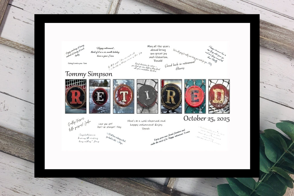 Hockey Fan Retirement Party Guest Book Alternative, Hockey Puck Retired Gift For Men