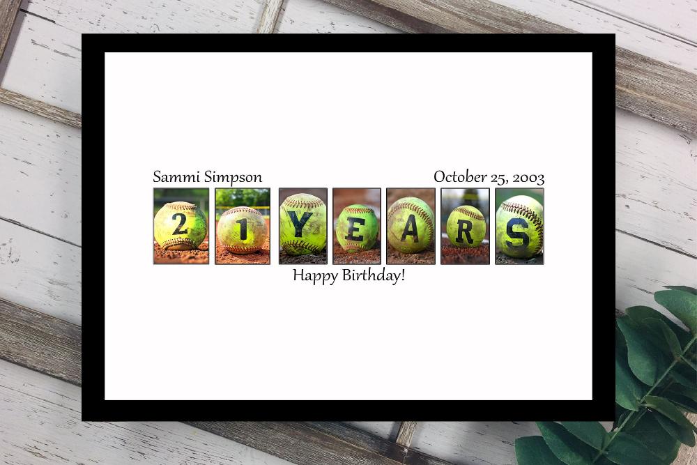 20 Years Softball Party Guest Book Alternative, Gift For Softball Lovers