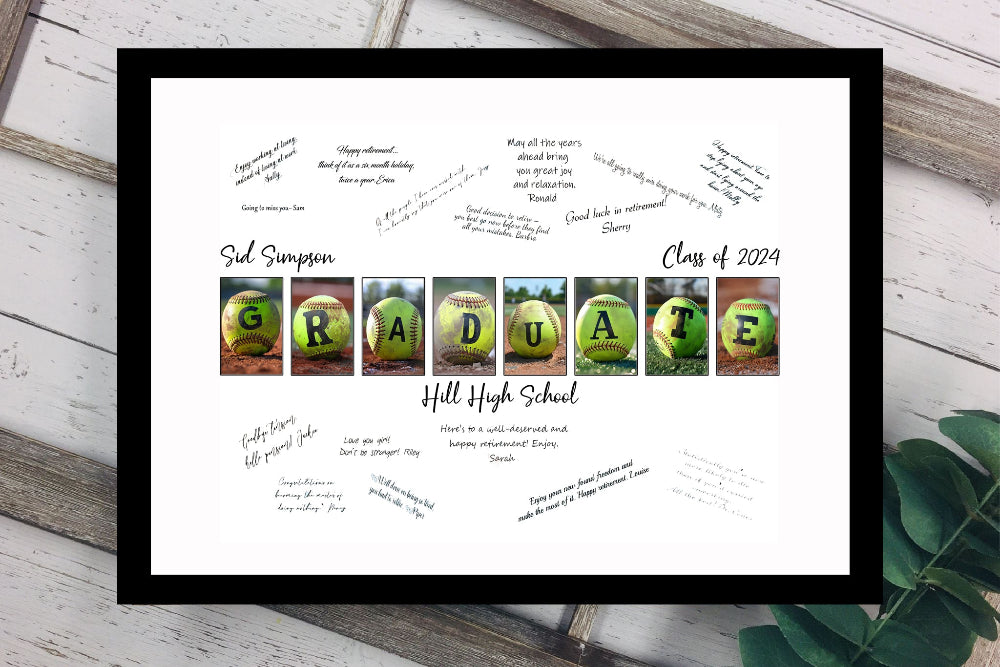 Personalized Girls Softball Graduation Party Alternative Guest Book, Varsity Girls Sports