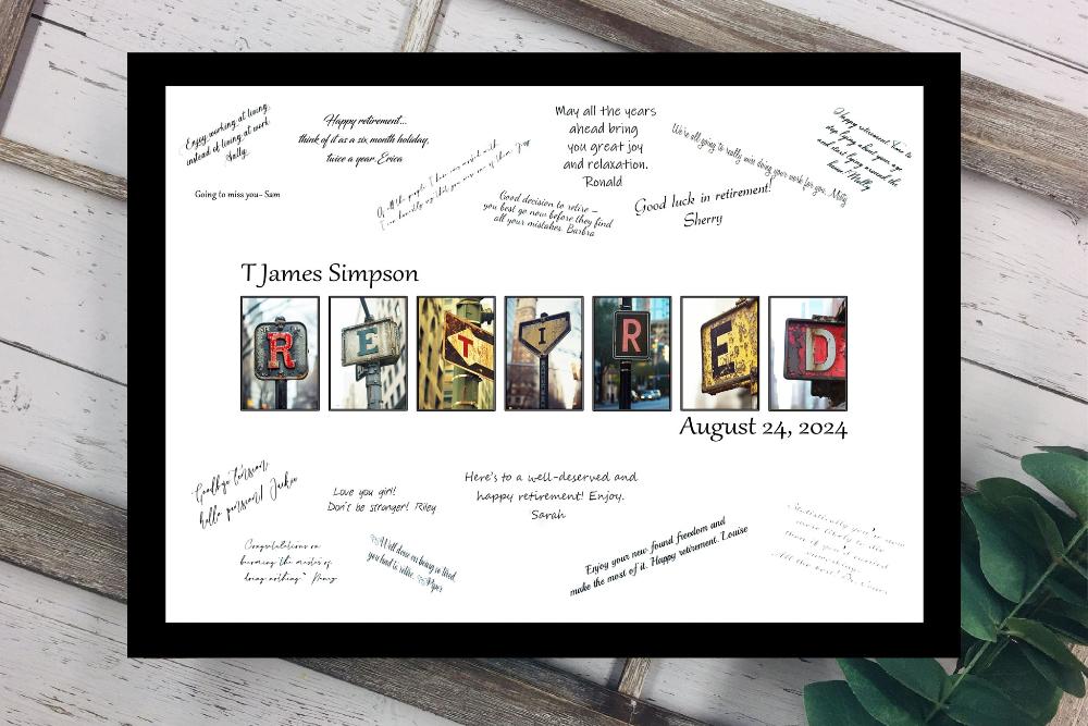 City Street Sign Retirement Party Guest Book Alternative, Gift For Coworker