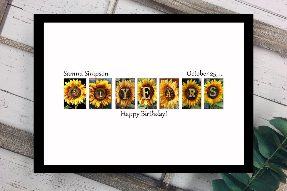 20 Years Sunflower Party Guest Book Alternative, Gift For Sunflower Lovers