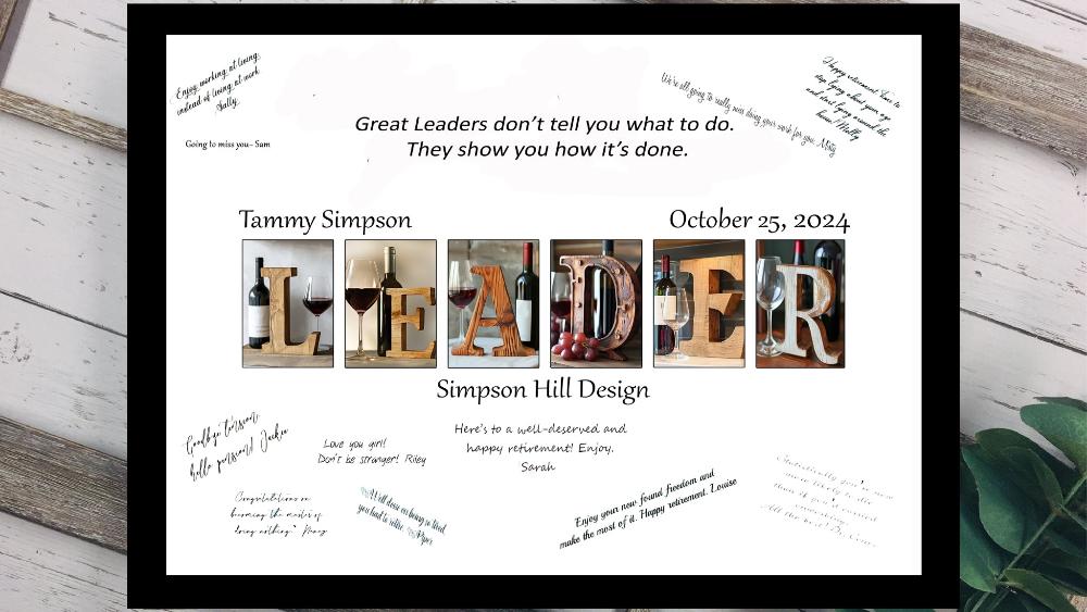 Wine Themed Leader Personalized Coworker Signature Print, Boss's Day Gift Idea