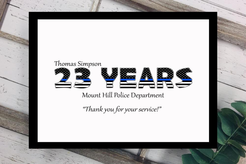 Police Officer Years Of Service Thin Blue Line Flag Retirement Party Guest Book Alternative