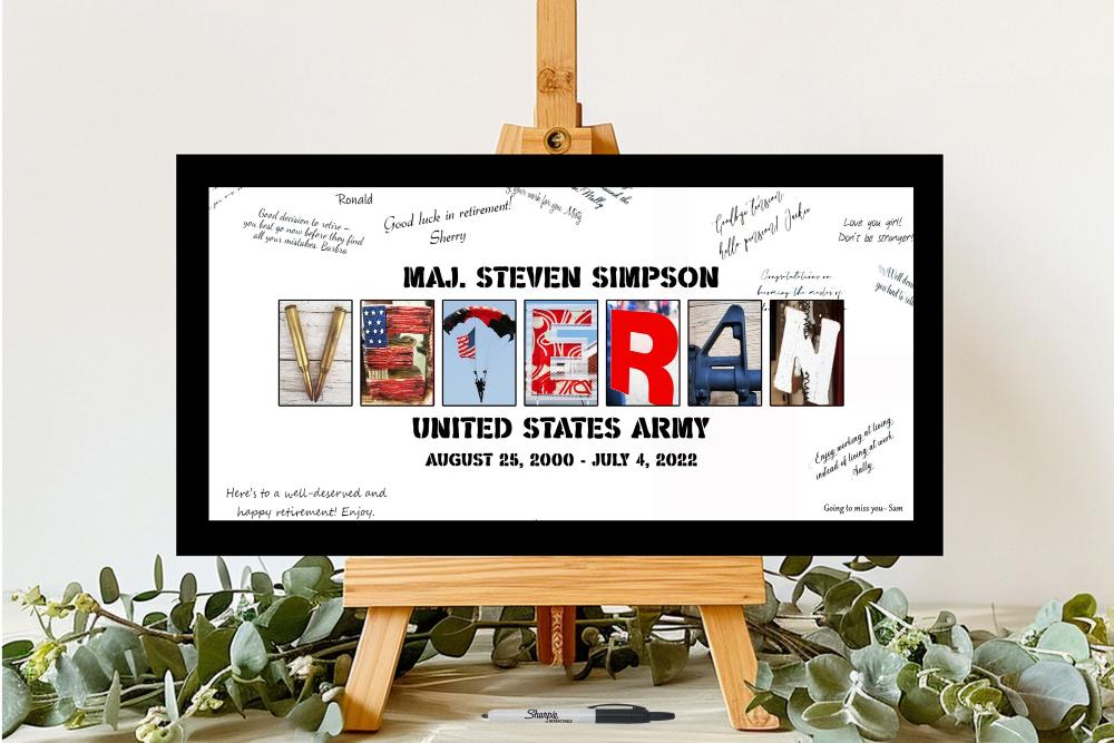 American Military Veteran Personalized Sign or Signature Board, Veterans Day Gift