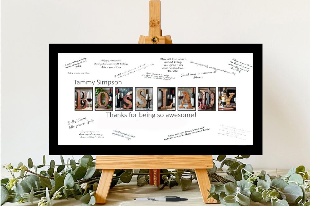 Boss Lady Wine Lovers Personalized Signature Guest Book Alternative, Boss Appreciation Day
