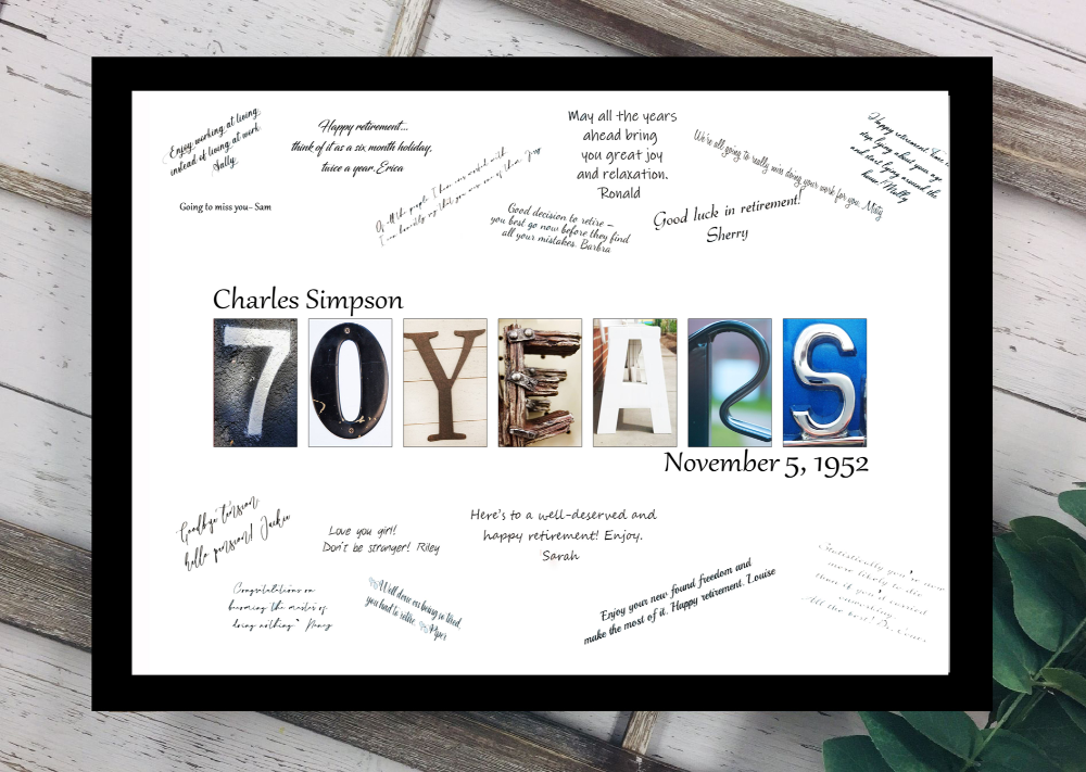 70 Years Birthday Party Guest Book Alternative, 70th Party Signature Board