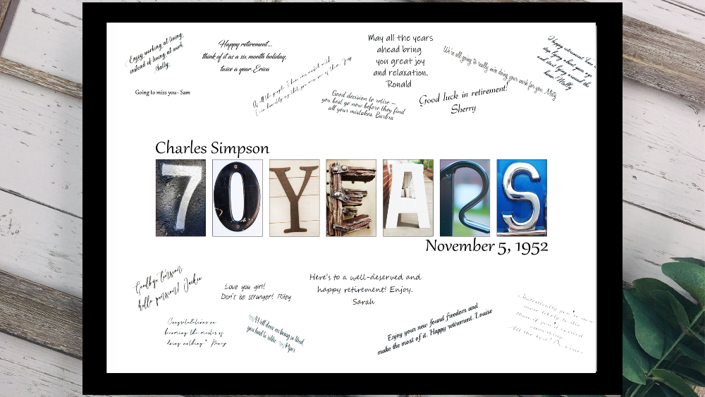 70 Years Birthday Party Guest Book Alternative, 70th Party Signature Board
