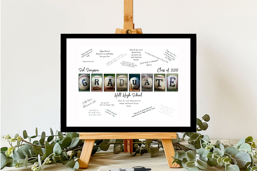 Baseball Player Graduation Party Alternative Guest Book, High School or College Sports Graduate