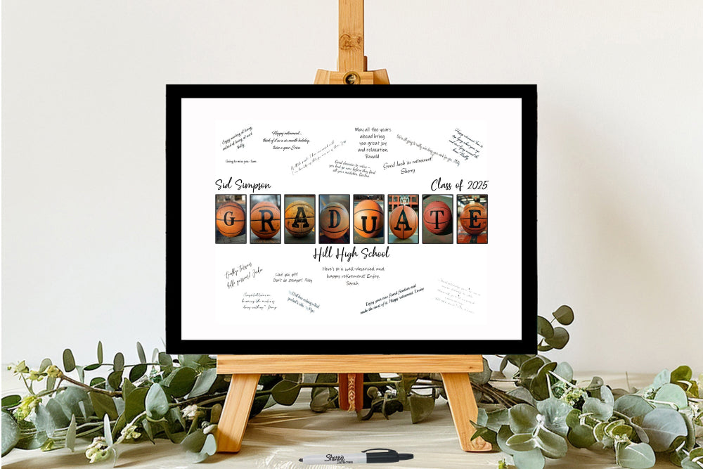 Basketball Player Graduation Party Alternative Guest Book, High School or College Sports Graduate