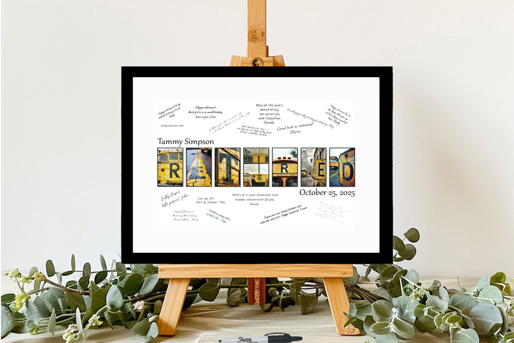 Bus Driver Retirement Party Personalized Guest Book Alternative, School Bus Driver Gift