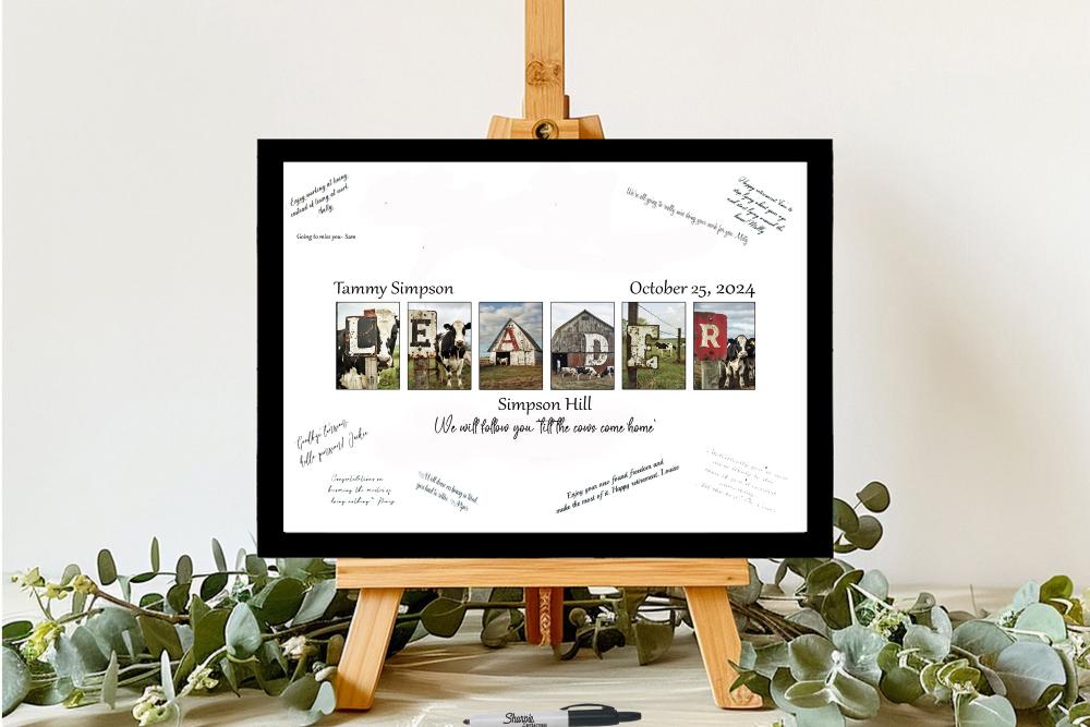 Personalized Dairy Cow Themed Leader Signature Board, Boss Appreciation Gift For Coworker, Boss's Day