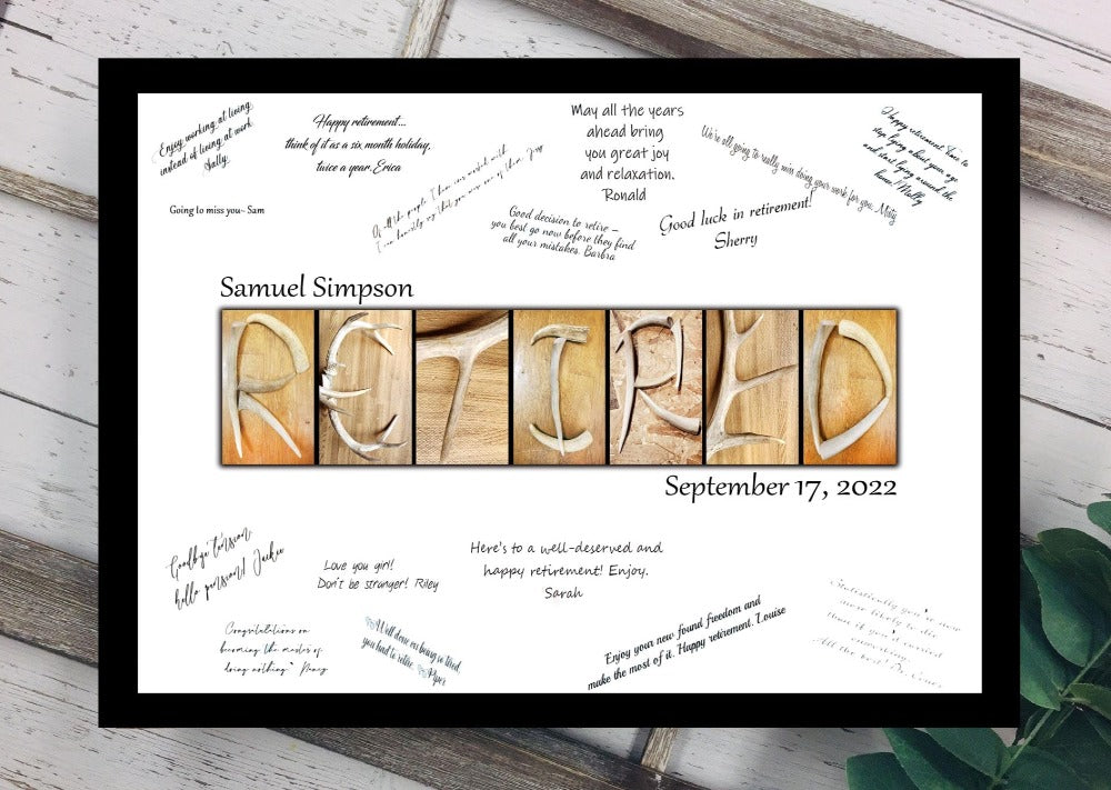 Hunting Deer Antler Retirement Personalized Guest Book Alternative