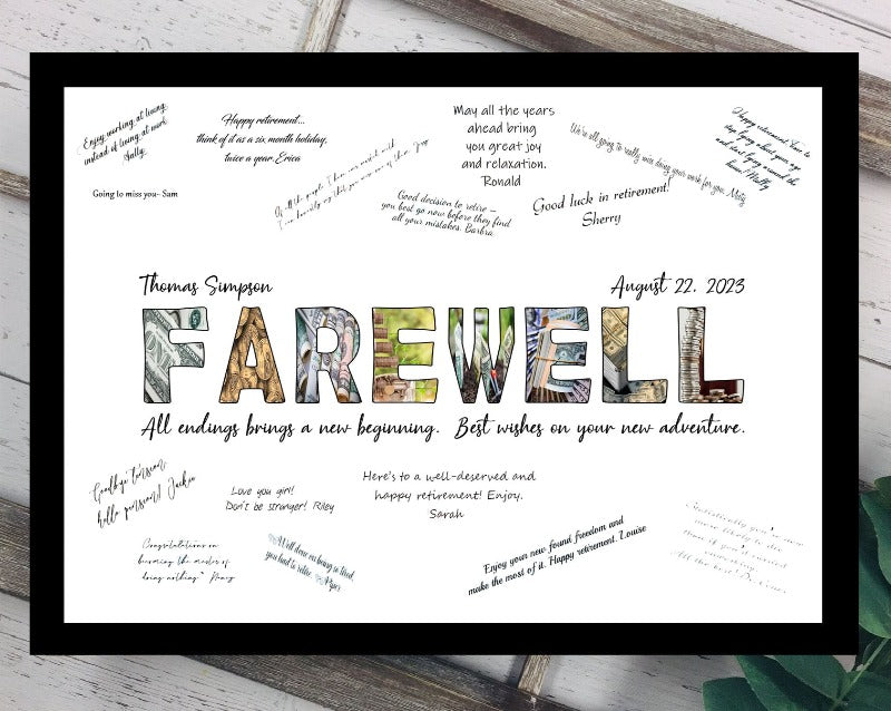 Farewell Money Themed Personalized Coworker Guest Book Alternative