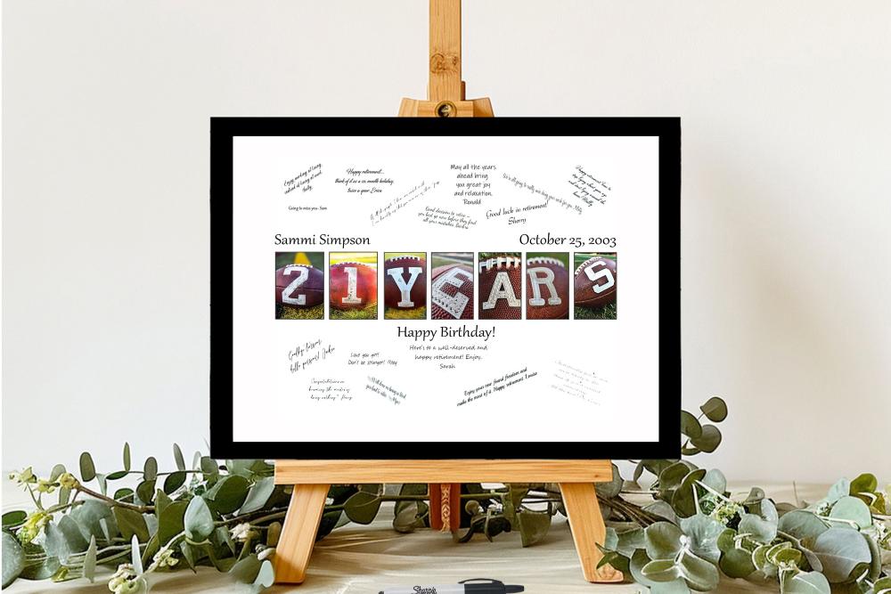 20 Years Football Party Guest Book Alternative, Gift For Football Lovers