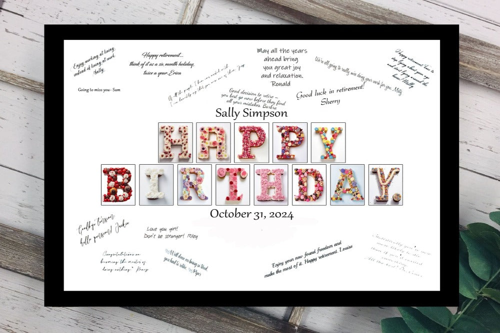 Cupcake Happy Birthday Customizable Guest Book Alternative, Party Guest Sign-In