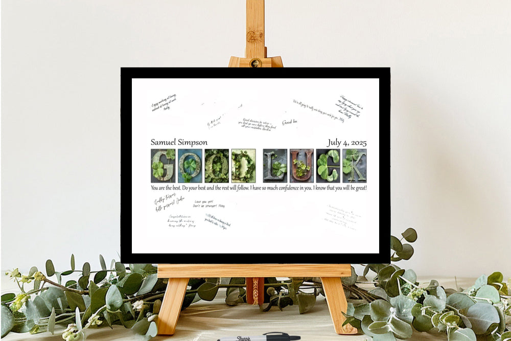 Good Luck Clovers Signature Guest Book, Leaving Farewell Coworker Gift for Coworker