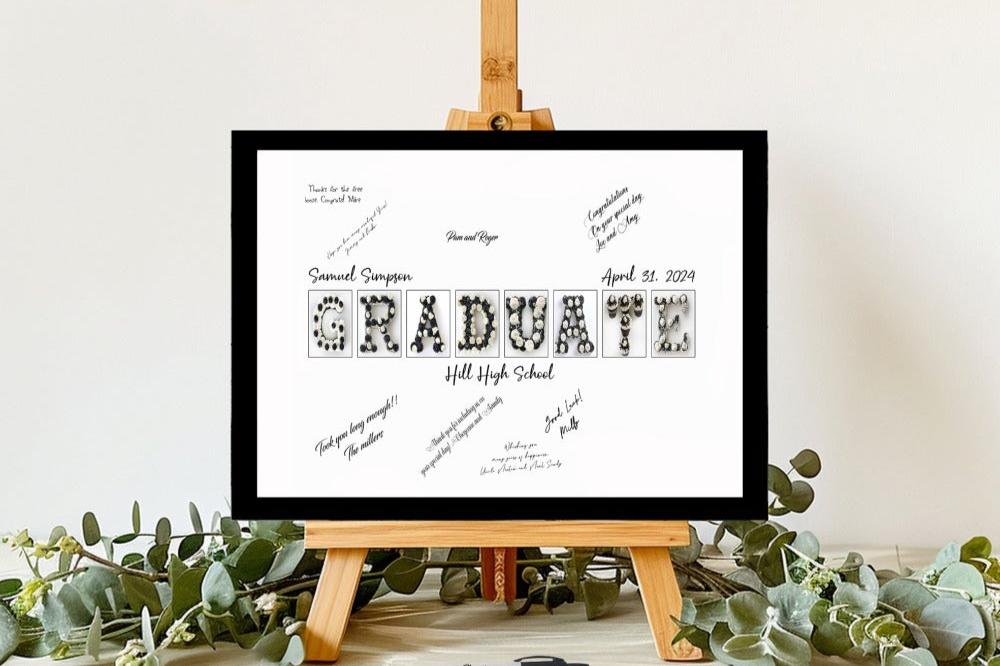 Graduate Black and White Cupcake Party Guest Book Alternative, Graduation Keepsake Gift