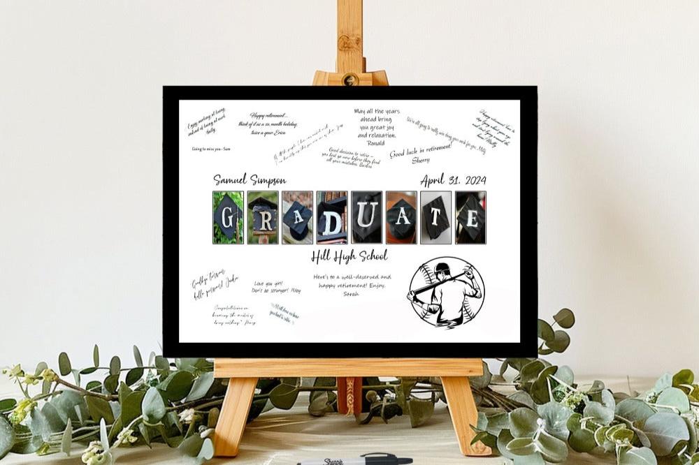 Baseball Player High School or College Graduation Party Alternative Guest Book