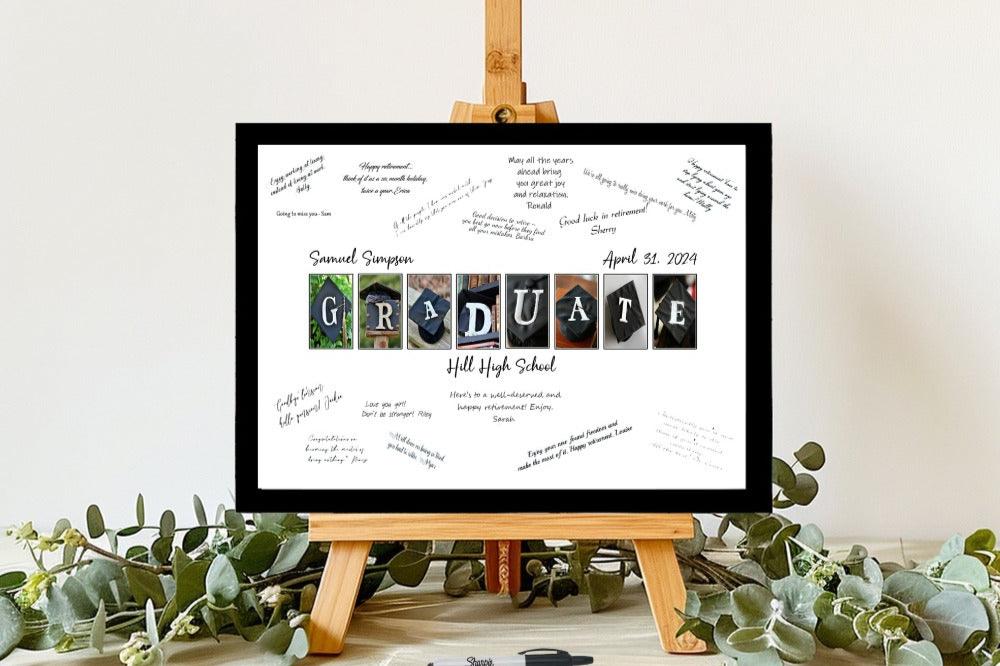 Graduation Cap Themed Guest Book Alternative, Graduation Party Gift For Graduate