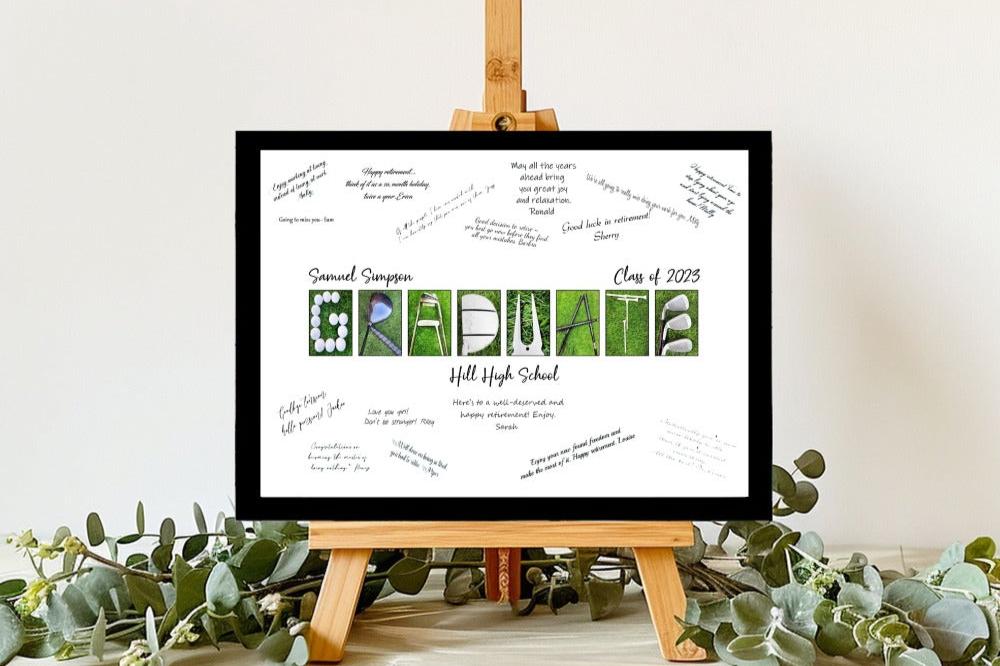 Golf Player High School or College Graduate, Graduation Party Guest Book Alternative