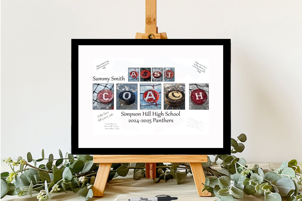 Hockey Assistant Coach End Of Season Personalized Team Thank You Gift, Hockey Puck Decor