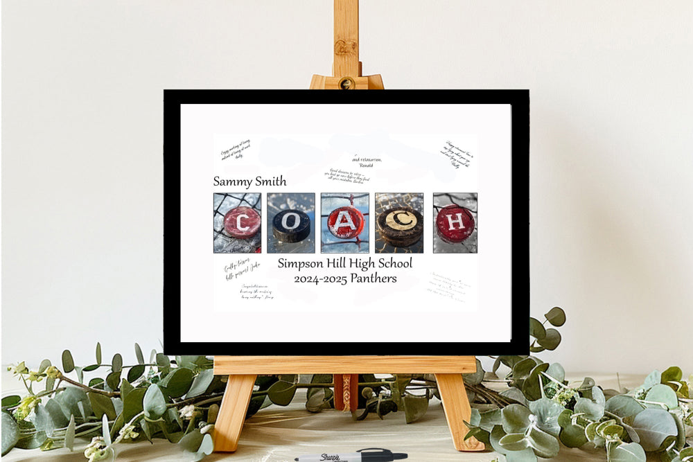 Hockey Coach End Of Season Personalized Team Thank You Gift, Hockey Puck Themed