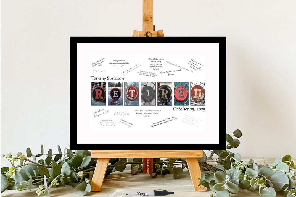 Hockey Fan Retirement Party Guest Book Alternative, Hockey Puck Retired Gift For Men