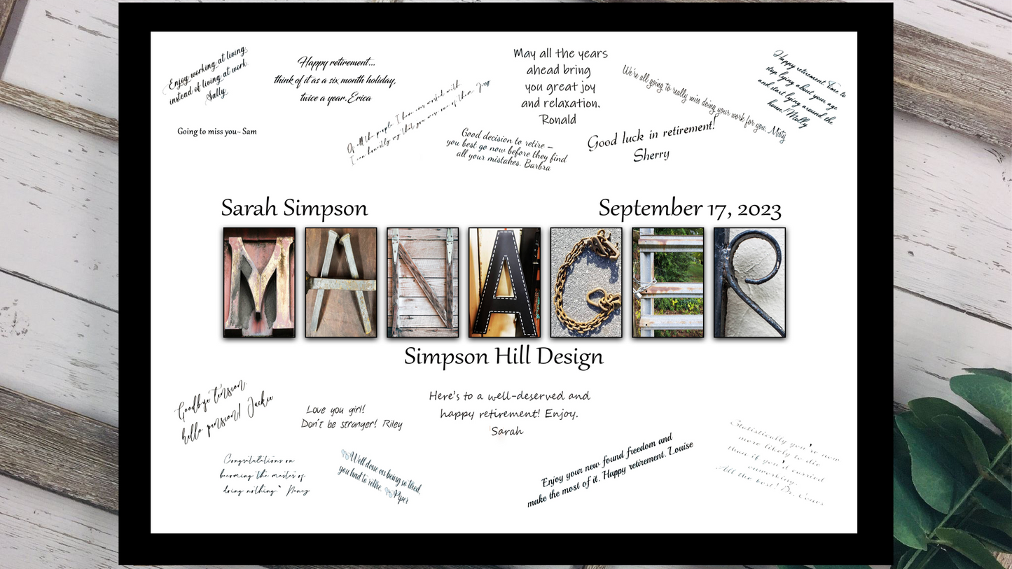 Manager Rustic Personalized Gift For Boss, Goodbye Gift For Coworker, Signature Board Guest Book