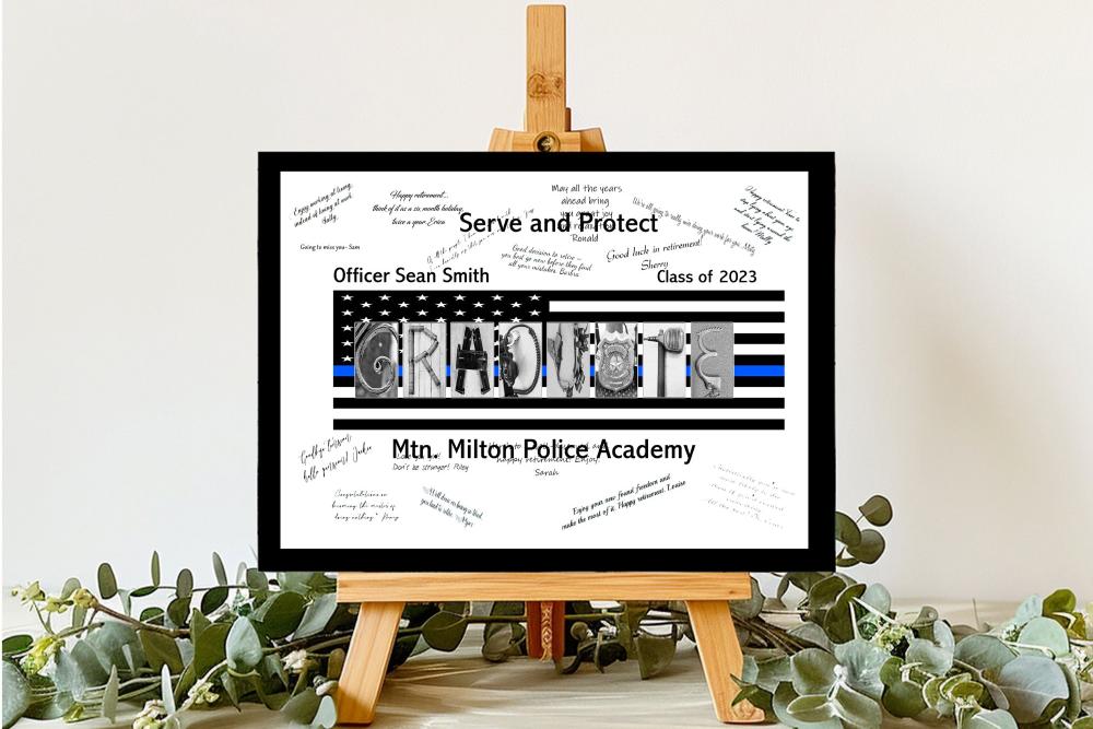 Police Academy Graduate Thin Blue Line Guest Book Alternative, Law Enforcement