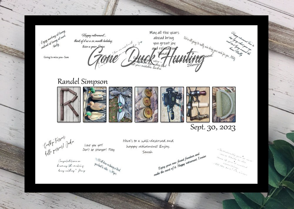Gone Duck Hunting Retirement Personalized Guest Book Alternative, Retired Gift For Men