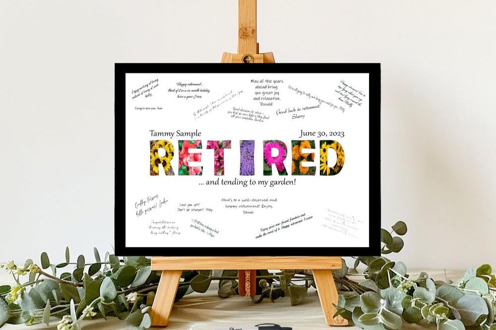 Flower Garden Themed Retired Guest Book Alternative, Retirement Party Keepsake