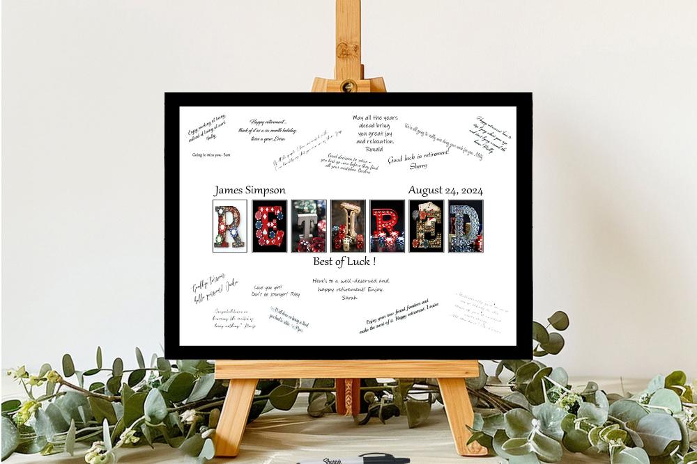 Casino Themed Retirement Party Personalized Guest Book Alternative, Gift For Gambler