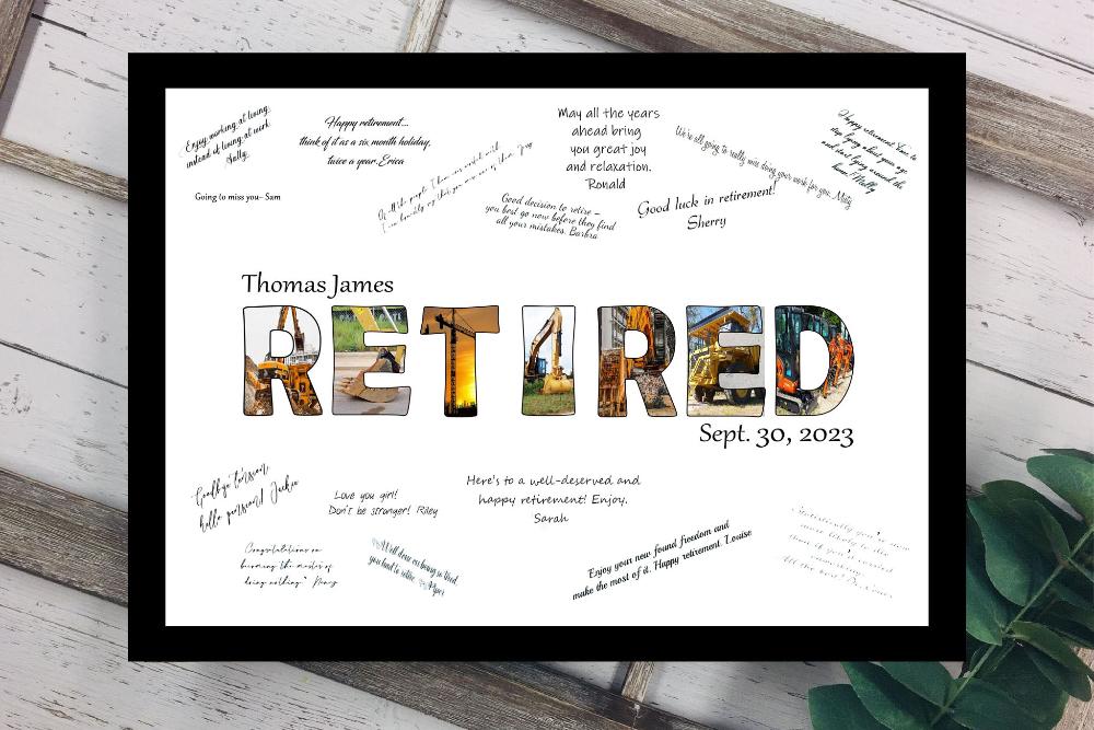 Heavy Equipment Retirement Party Guest Book Alternative, Retired Construction Worker