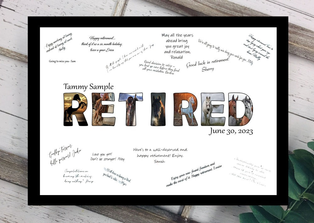 Horse Lover Themed Retired Guest Book Alternative, Retirement Party Keepsake