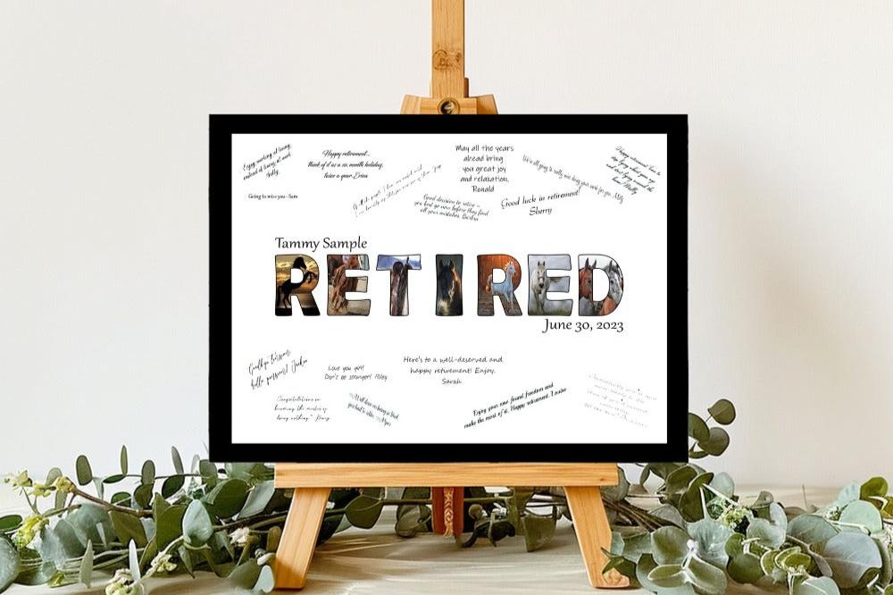 Horse Lover Themed Retired Guest Book Alternative, Retirement Party Keepsake