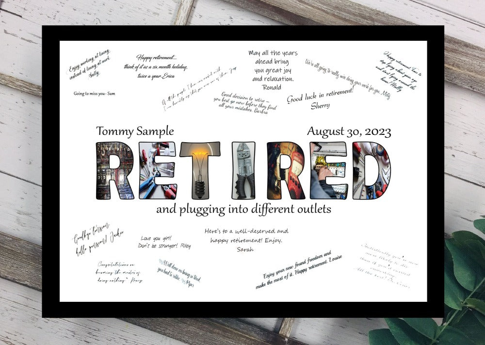 Electrician Retirement Party Personalized Guest Book Alternative, Retired Card
