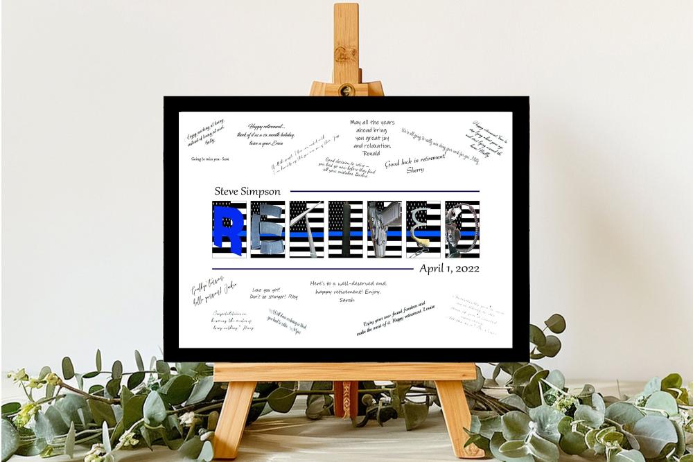 Retired Police Officer Thin Blue Line Guest Book Alternative, Law Enforcement